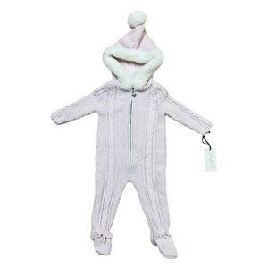 NWT Max Studio Baby Girls Pink Knitted Baby Bunting Size 3-6M